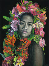 Déesse des Fleurs- Papier encadre- Tahiti Stock